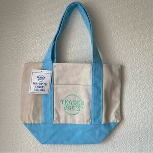 Blue Trader Joe’s Mini Pastel Canvas Tote Bag